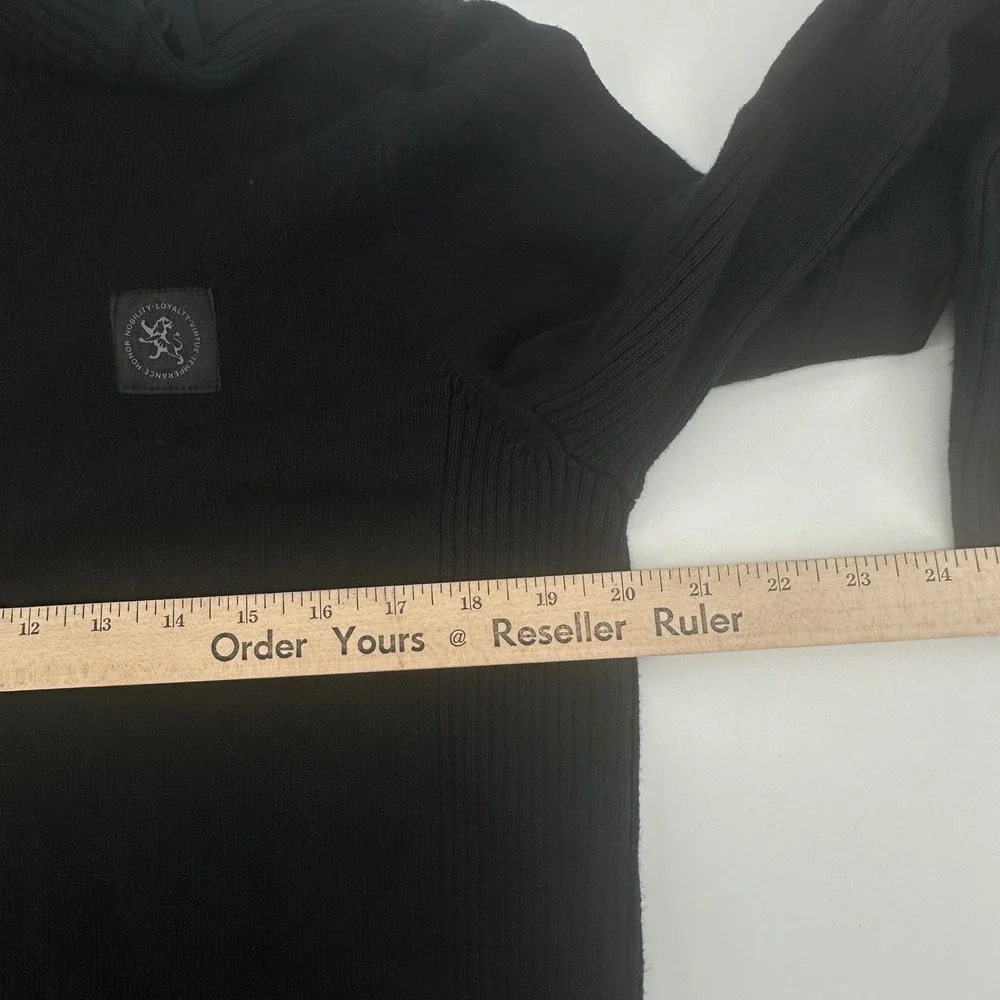 Express Quarter Zip Sweater Mens Large Black Slim Fit Military Style Ribbed NWT